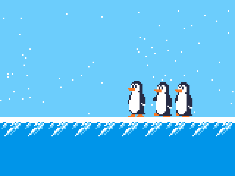 Penguin 8bit animation corgi dog ice penguin penguins pixelart retro snow winter ドット絵