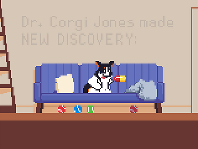 67 April Fools 8bit animation aprilfools corgi dog drmario pills pixelart retro ドット絵