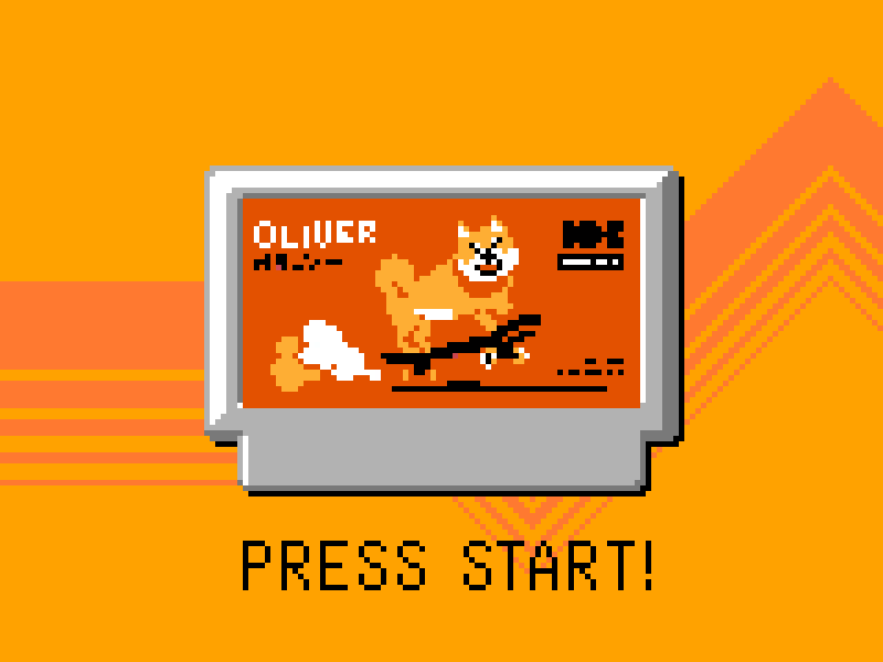 72 Famicase Mockup 8bit animation corgi dog famicom nes pixel dailies pixelart retro shiba shibainu skateboard ドット絵