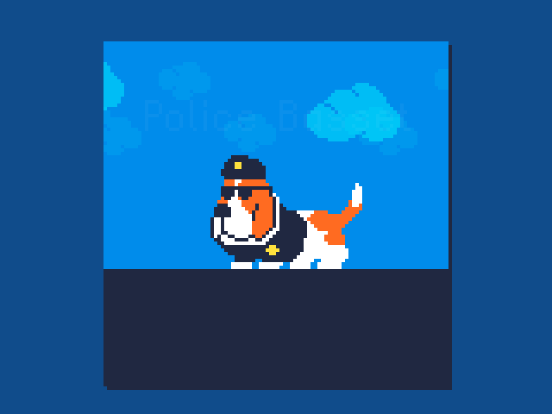 83 Police Basset 8bit animation basset bassethound cop dog pixelart police policedog retro ドット絵