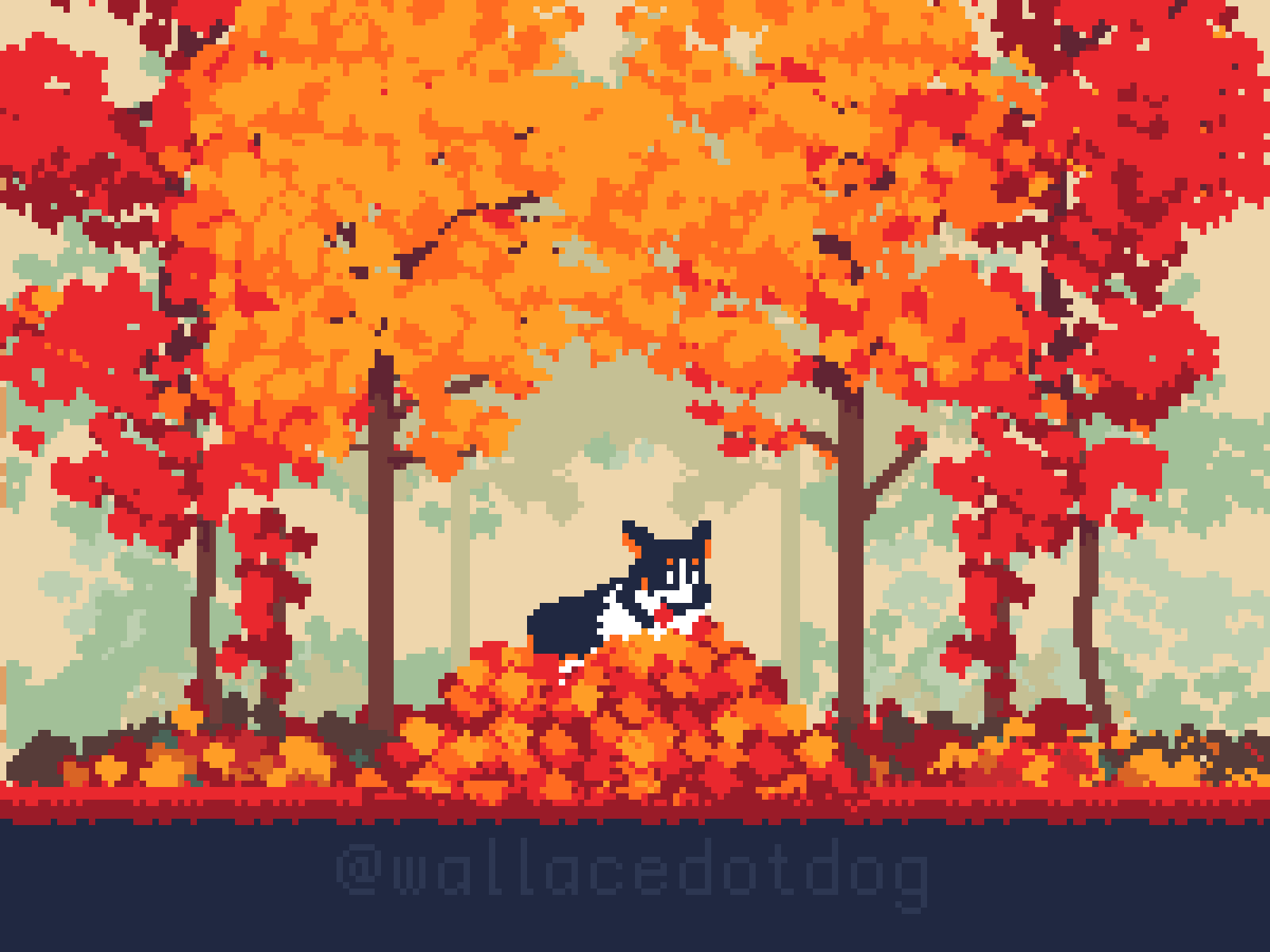 Autumn 8bit animation autumn autumnleaves corgi dog fall gameart leaves pets pixelart pixelpets retro ドット絵