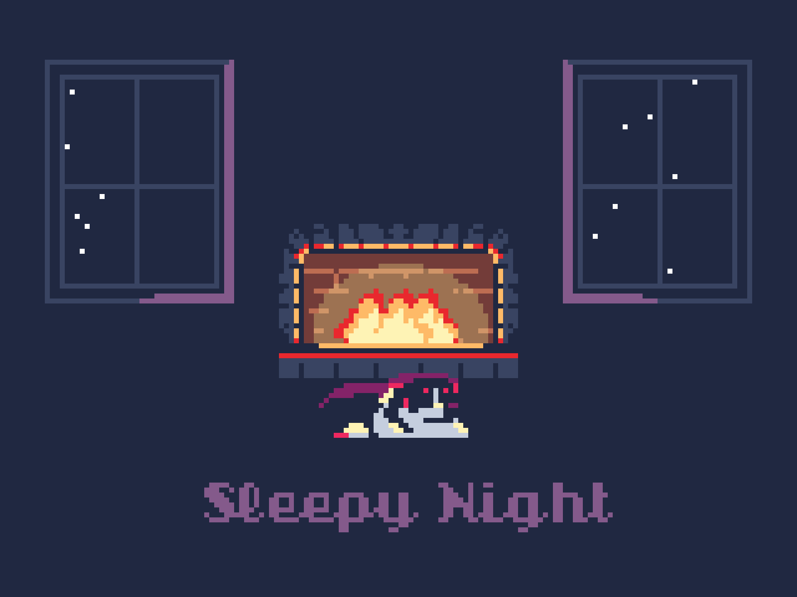 94 Sleepy Night 8bit animation christmas christmaseve corgi dog fireplace gameart holiday pets pixelart pixelpets retro xmas ドット絵