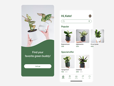 Plant Shop Mobile App app design green mobile plant product shop ui ui design ux