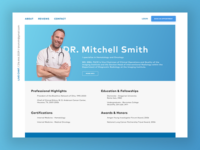 Personal page for a doctor.