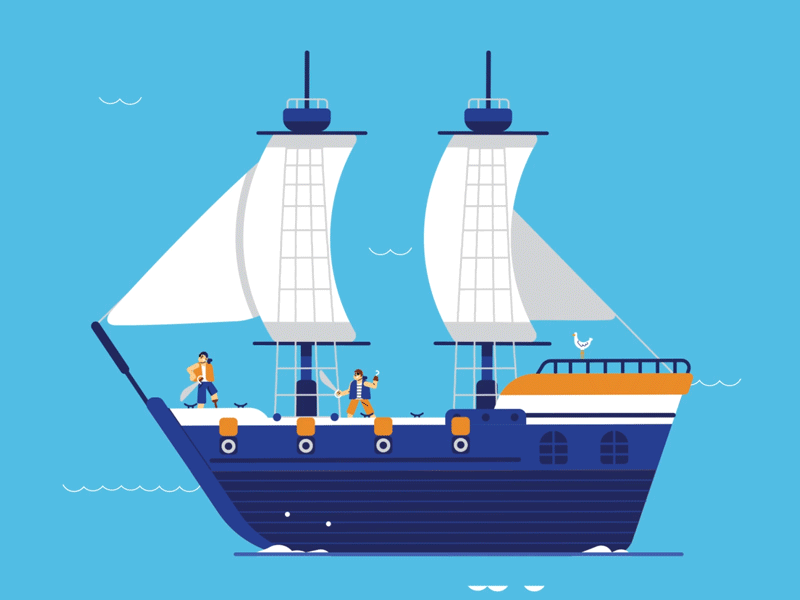Pirate Ship adobe illustrator aftereffects aftereffects animation animation battle character animation character design illustration pirate pirate ship sword fight vector vector animation
