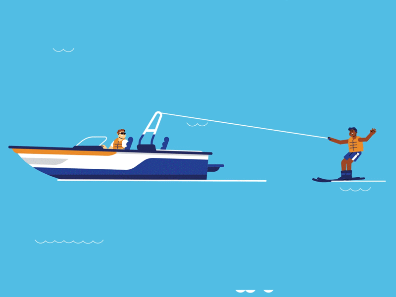 Ski Boat 2danimation aftereffects animation character animation design illustration illustrator ocean ski boat vector