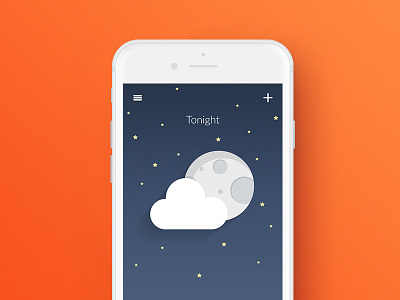 Weather Screen cloud flatgraphic iphone moon night orange weather weatherapp