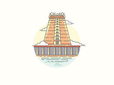 Madurai icon illustration india line art meenakshi office temple vector