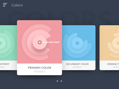 Colors Style Guide cards colors graph material pie chart ui web
