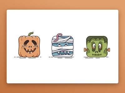 Halloween Icons frankenstein halloween icons line monsters mummie pumpkin vector