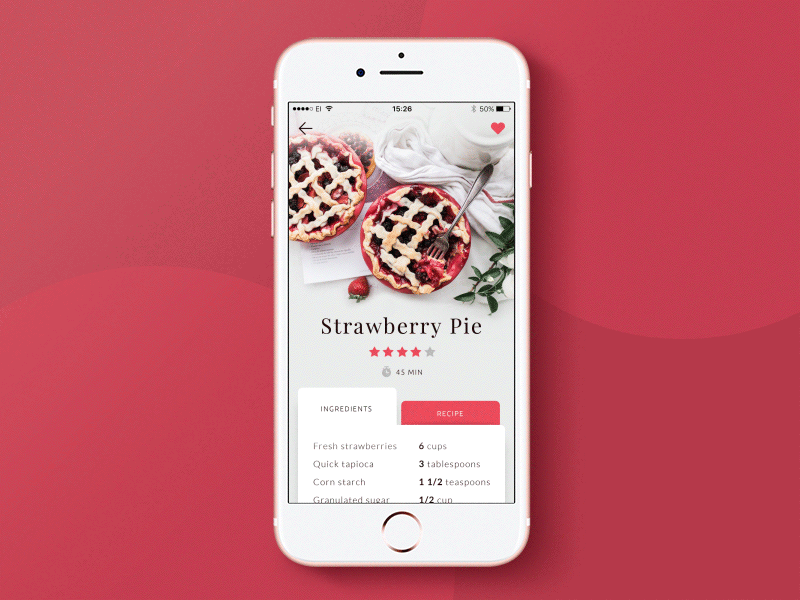 Recipe App animation cookbook cooking gif minimal pie recipe ui