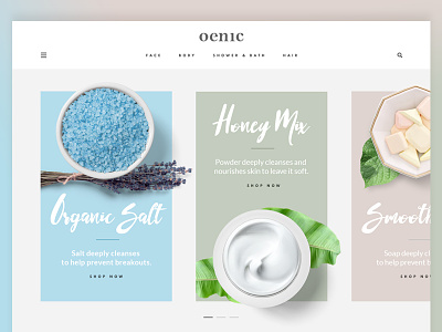Cosmetics Store Landing Page beauty bio colors cosmetic ecommerce flat handmade organic products website
