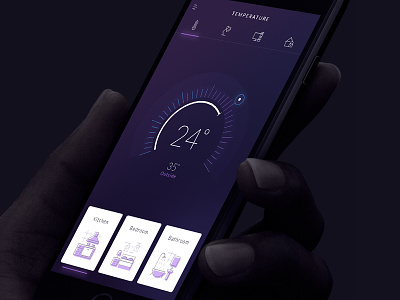 Thermostat App app clean dark icons ios minimal smart home temperature thermostat