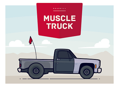 Roadkill Muscle Truck 1974 c10 chevy comic illustration muscle offroad roadkill truck vector