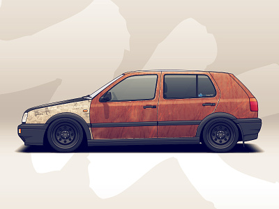 Rusty VW Golf auto automotive car illustration racing tuning vehicle volkswagen vw wheels