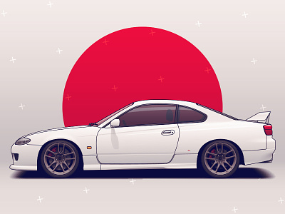 Nissan Silvia S15 auto automotive car drift illustration nissan racing rims tuning vehicle wheels
