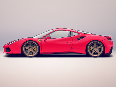 Ferrari 488 auto automotive automotive design car ferrari illustration racing rims sports car tuning vehicle wheels