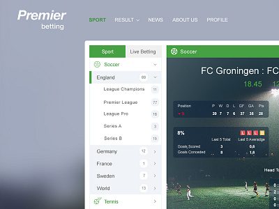 Premier betting clean data design football green rates results sidebar site sport table web