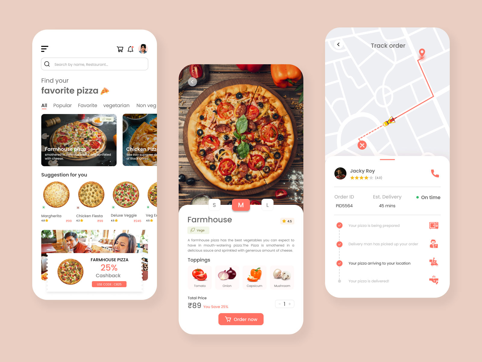 Pizza Delivery app UI by Maitri Mistry on Dribbble