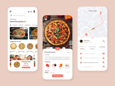 Pizza Delivery app UI app app design deliveryapp design food fooddelivery graphic design mobileapp pizza pizzaapp trackorder ui uiux