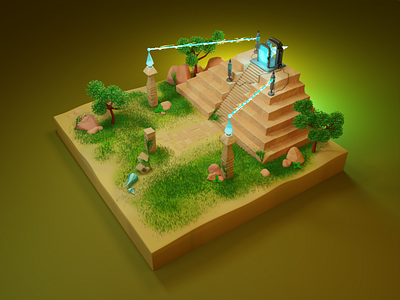 Ancient Portal 3d blender diorama graphic design illustration piramid portal