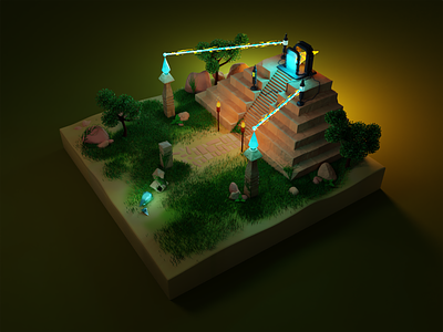Ancient Portal 3d blender diorama graphic design illustration night piramid portal