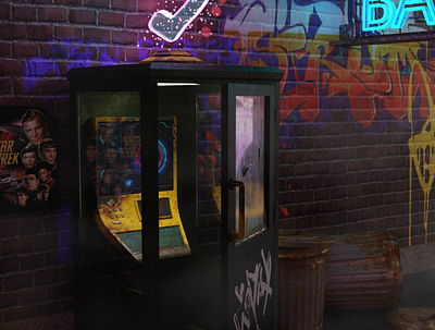 Cyber phone booth 3d blender cyberpunk illustration phone booth phone box sci fi