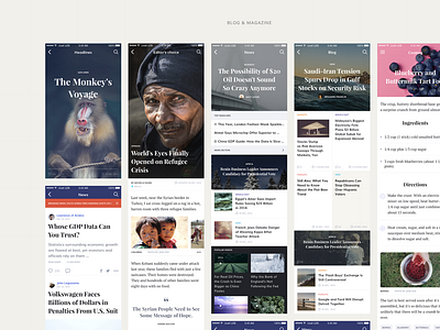 Blog and Magazine App Screens