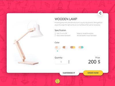 Minimal Product selection UI clean color dribbble ecommerce lamp minimal new product page tablet ui utility web