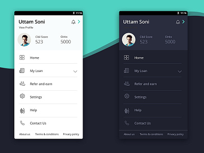 Light and Dark in UI Design clean dark design fintech light minimal product side menu simple ui ux