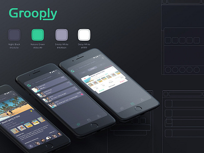 Grooply Event App app black clean dark event interaction management minimal mobile ui ux
