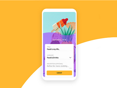 Upload User Interface brand clean color design minimal mobile upload yellow