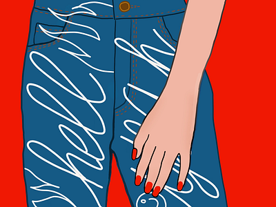 Hell yeah jeans blue bluejeans dire fashion fashiondrawing fashionillustration hell illustration jeans lettering nails paintednails red yeah