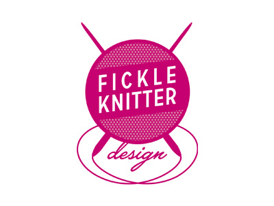 Fickleknitter Logo circulars cross fickleknitter halftone icon logo pink type