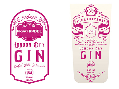 Picardi Rebel Gin Label Design alcoholic brands branding design drinks label gin label graphic design illustration logo typography vector vodka label