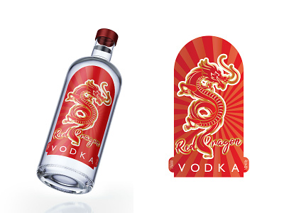 Red Dragon Vodka alcohol labels alcoholic brands branding design drinks labels graphic design illustration logo red dragon vodka typography vector vodka labels