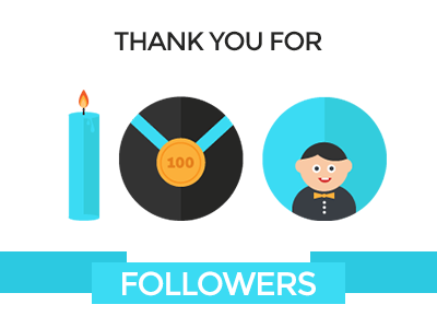 100 followers 100 flat followers icons milestone thanks