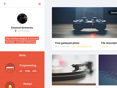 Flat portfolio interface flat minimal portfolio profile ui