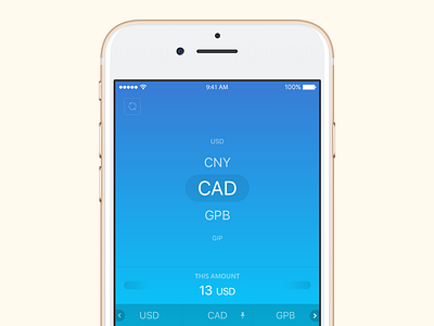 Swipe to exchange for iOS | Prototype app converter exchange ios money