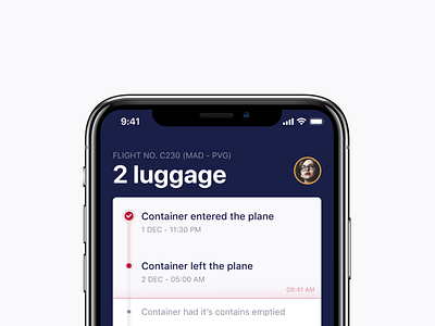 Timeline for a luggage app