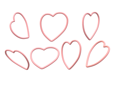 7 нарисованных объемной линией вручную розовых сердечек 3d design graphic design illustration vector