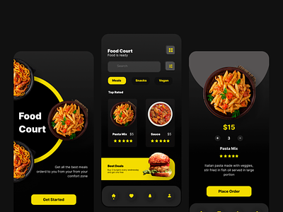 Food Court App Design by Wakama Ene app best branding design food graphic design inspiration mobile ui ux vector