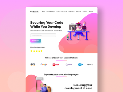 Codelock UI Design (Web) 2022 app best design graphic design ide languages security tech ui ux website