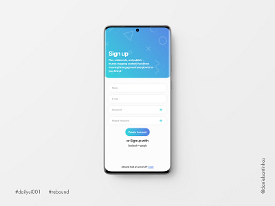 Daily UI #001 - Sign Up (Rebound) 001 aveiro dailyui dailyui 001 dailyuichallenge elvas figma figma design freelancer gradiant minimalism minimalist mobile ui sign up signup ui design ui designer ui ux ux design ux designer