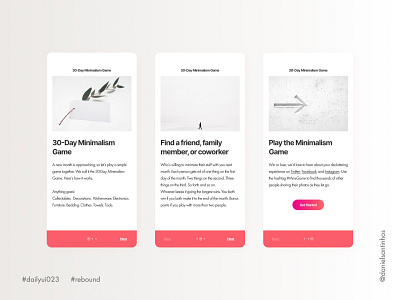 Daily UI #023 - Onboarding (Rebound) 023 aveiro dailyui dailyui 023 dailyuichallenge elvas freelancer graphic designer minimal minimalism minimalist minimalistic mobile ui onboarding onboarding screen onboarding ui ui ux ui design ui designer ui ux