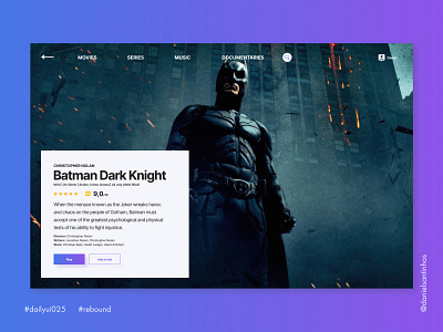 Daily UI #025 - TV App (Rebound) 025 app design aveiro batman dailyui dailyui 025 dailyuichallenge elvas freelancer graphic designer grid store television tv tv app ui design ui designer ui ux ux ui ux design