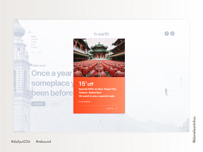 Daily UI #036 - Special Offer (Rebound) 036 aveiro dailyui dailyui 036 dailyuichallenge elvas freelancer graphic designer layout minimalism minimalist offer offer banner rebound special offer taiwan travel ui design ui designer ui ux
