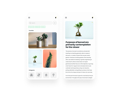 Plants website - mobile version