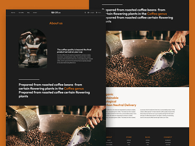 Coffee website, about us about about us about us page blog coffee daily ui dailyui desktop ecommerce figma figma ui graphic design grid homepage layout responsive ui ui design ui ux ux