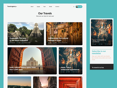 Travels page for Travel agency website
